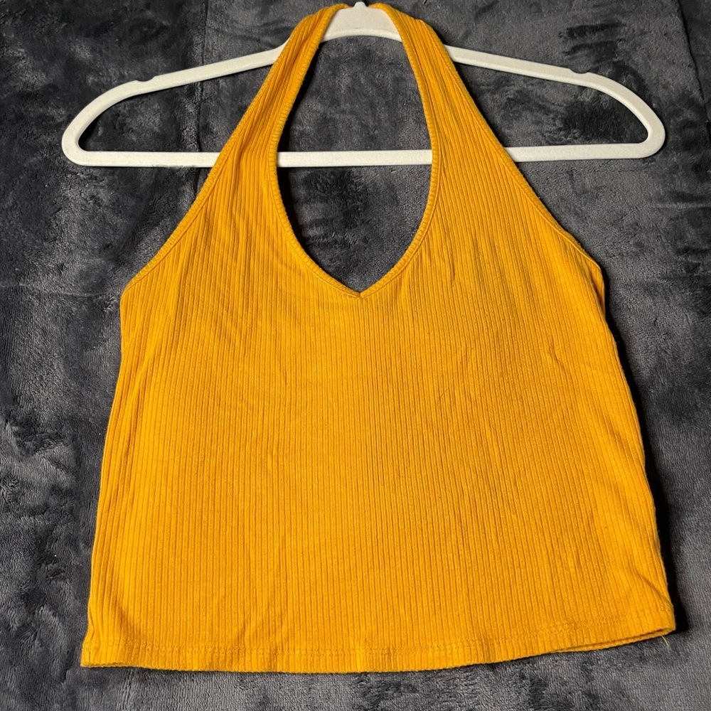 Garage yellow halter tank crop top!!